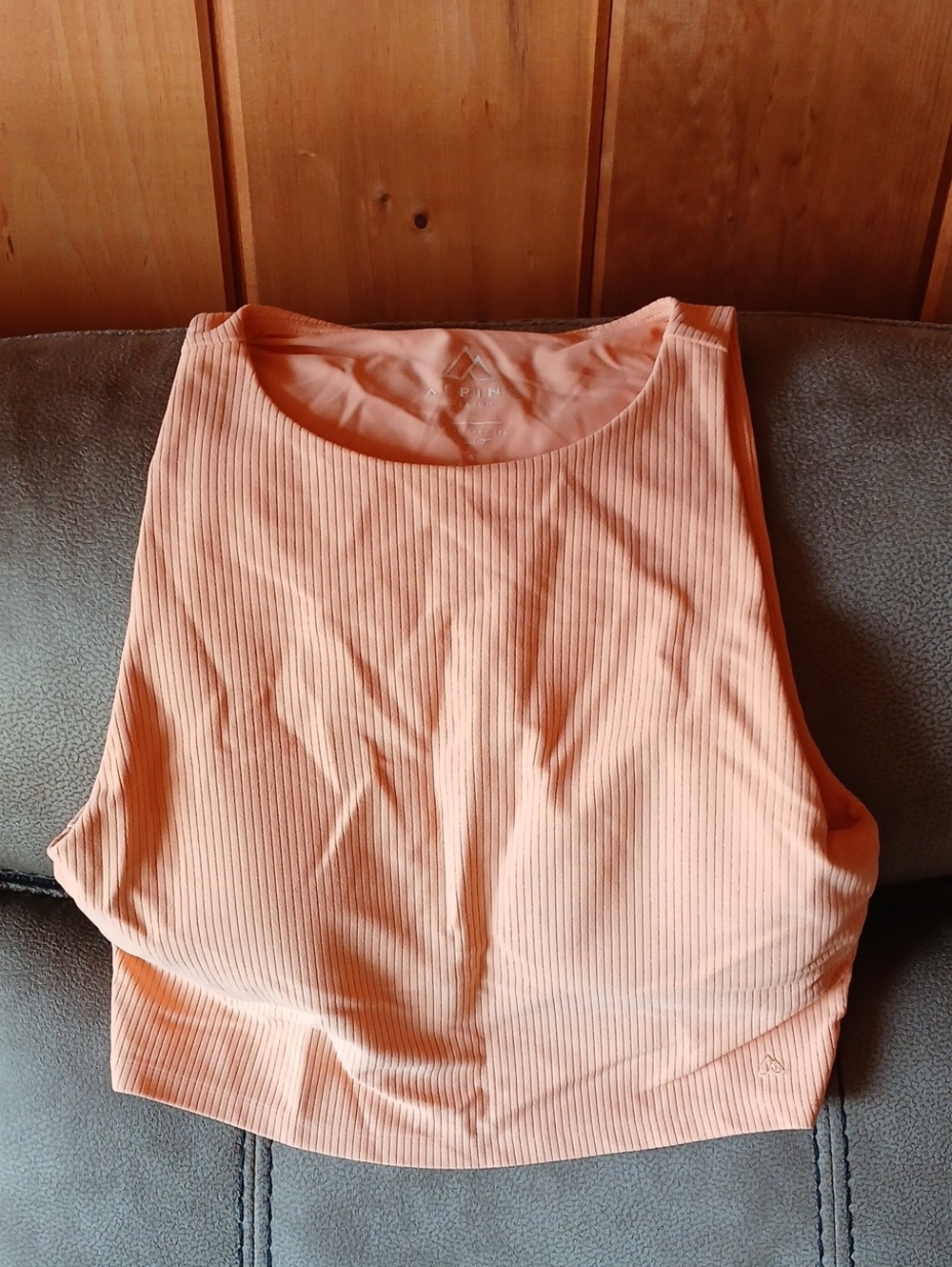 Alpine Design Peach Ribbed Crop Tank With Built In Bra